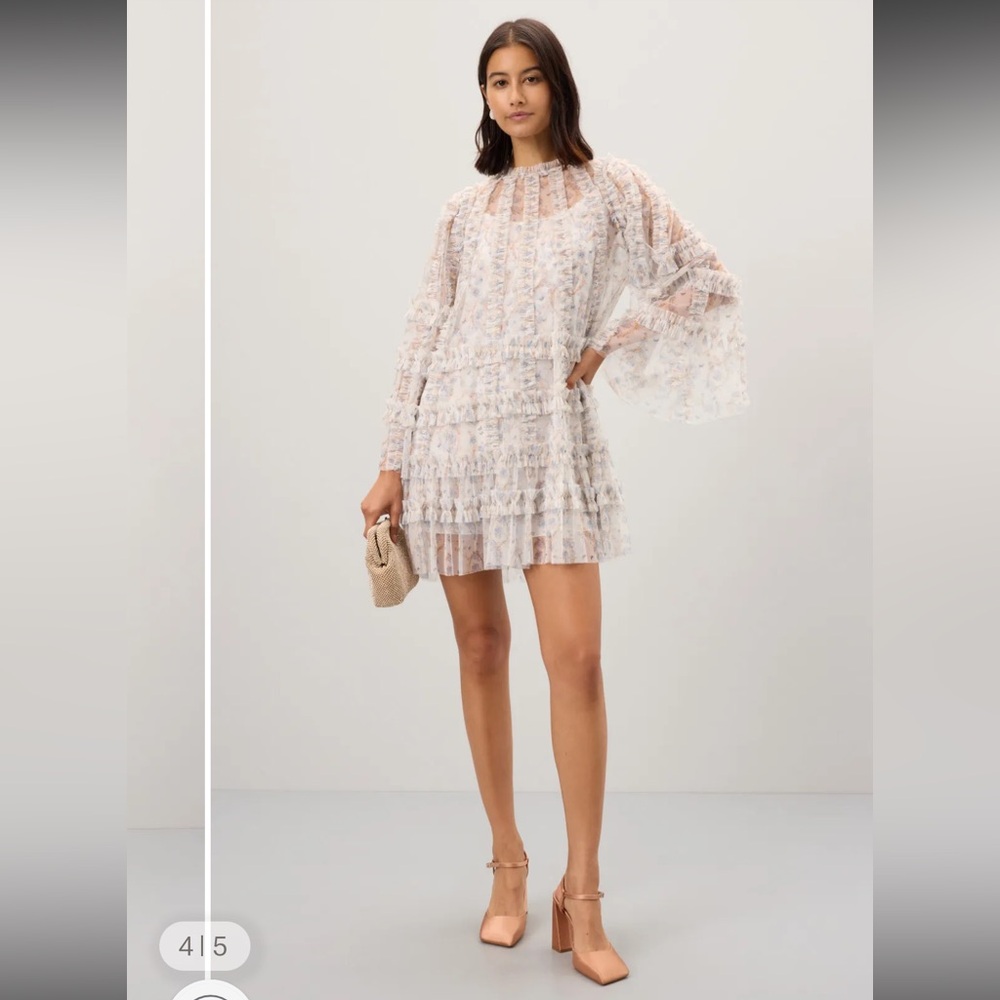 NWT Ieena for Mac Duggal White Printed Swing Mini Dress